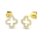 9ct Yellow Gold 0.19ct Natural Diamond Clover Earrings