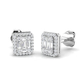 Stud Earrings with Octagon Diamond Halo Cluster | 1.5ct Gold