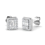 Stud Earrings with Octagon Diamond Halo Cluster | 1.5ct Gold