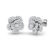 Sparkly 0.50Ct Diamond Rose Flower Stud Earrings in Yellow Gold