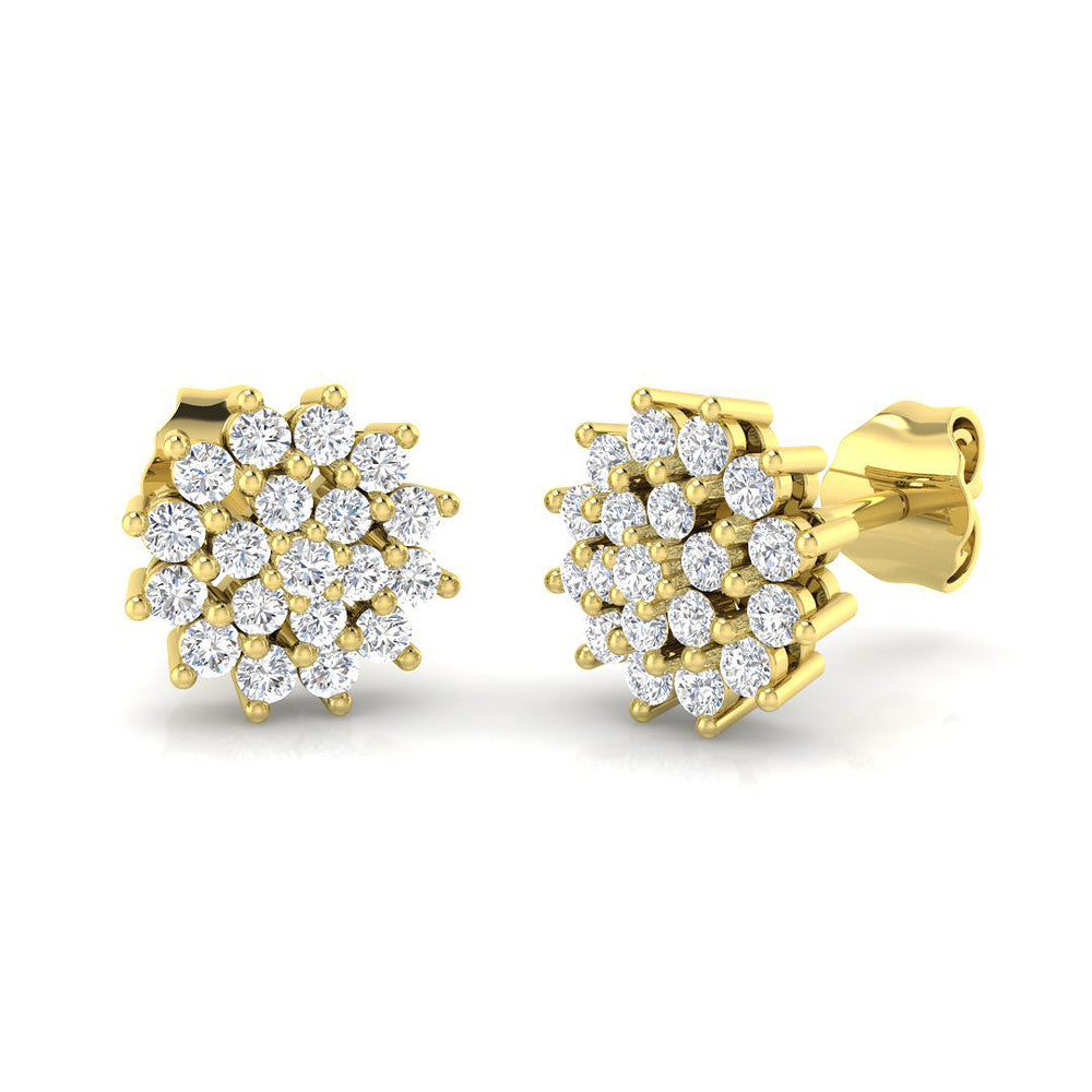 0.5ct Natural Diamond Round Cut Stud Earrings in 14K Yellow Gold