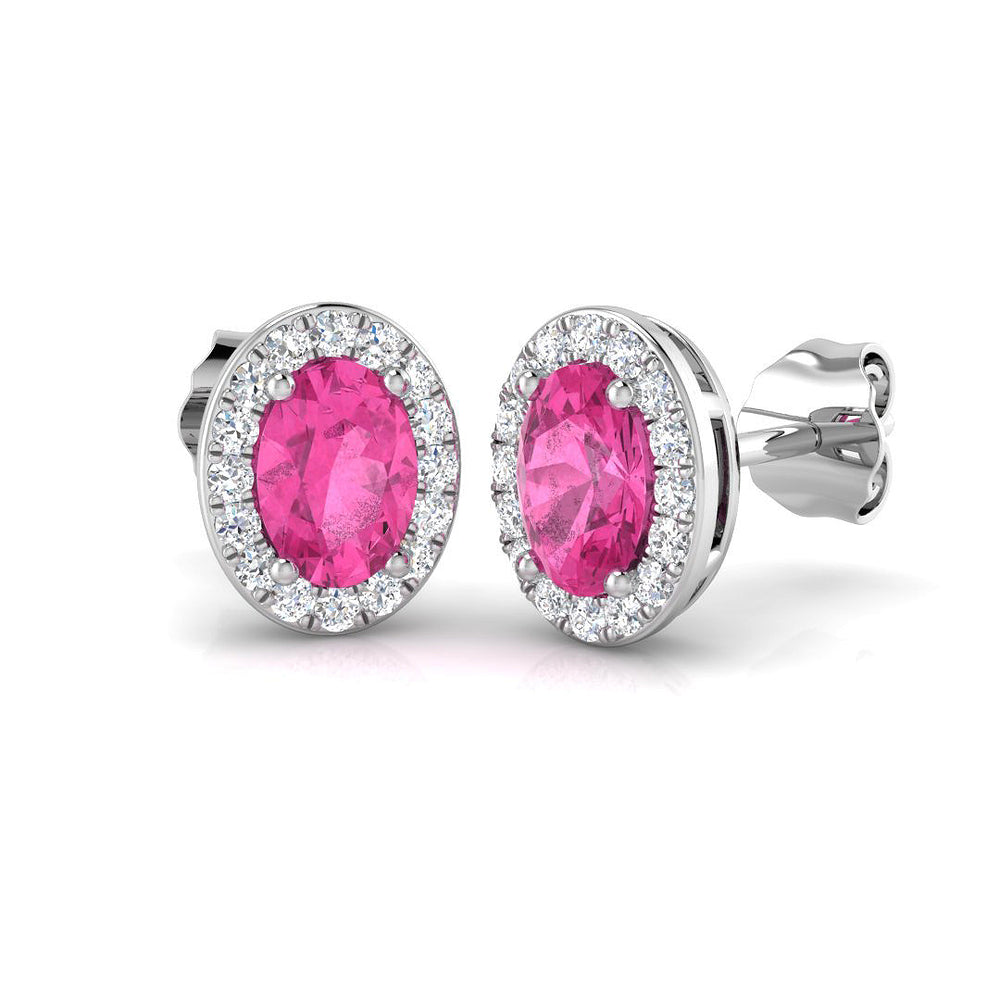 1.21ct Natural Diamond Oval Cut Stud Earrings in 18K White Gold