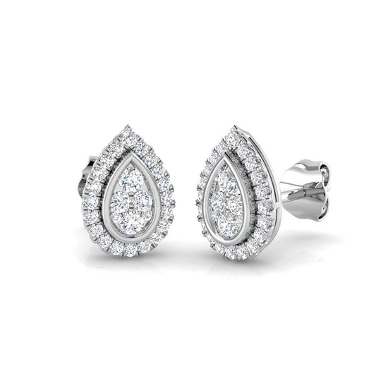 Halo Cluster Diamond Stud Earrings | 0.33Ct | Lab & Natural | Gold & Platinum