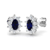 18kt White Gold 1.1ct Natural Blue Sapphire Earrings in Diana Style