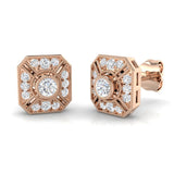 Vintage Art Deco Square Diamond Stud Earrings - 0.33ct Gold