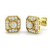 Vintage Art Deco Square Diamond Stud Earrings - 0.33ct Gold