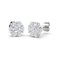 1 Carat D-E/VS Lab Grown Diamond Cluster Earring 9k White Gold Ready To Ship