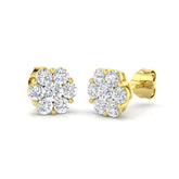9ct Yellow Gold 0.97ct Lab Grown Diamond Cluster Earrings