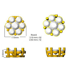 1 Carat D-E/VS Lab Grown Diamond Cluster Earring 9k Yellow Gold Ready To Ship