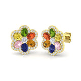 Tumgy Luxury Gold Multi Sapphire Diamond Earrings - 3ct to 3.5ct Elegance