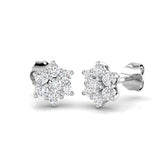 9ct White Gold 0.88ct Lab Grown Diamond Cluster Earrings