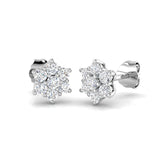 9ct White Gold 0.88ct Lab Grown Diamond Cluster Earrings
