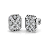 0.33 Ct Vintage Art Deco Diamond Octagon Stud Earrings in White Gold | Geometric Diamond Studs