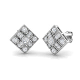 Vintage Art Deco Kite Diamond Stud Earrings - 0.33ct White Gold