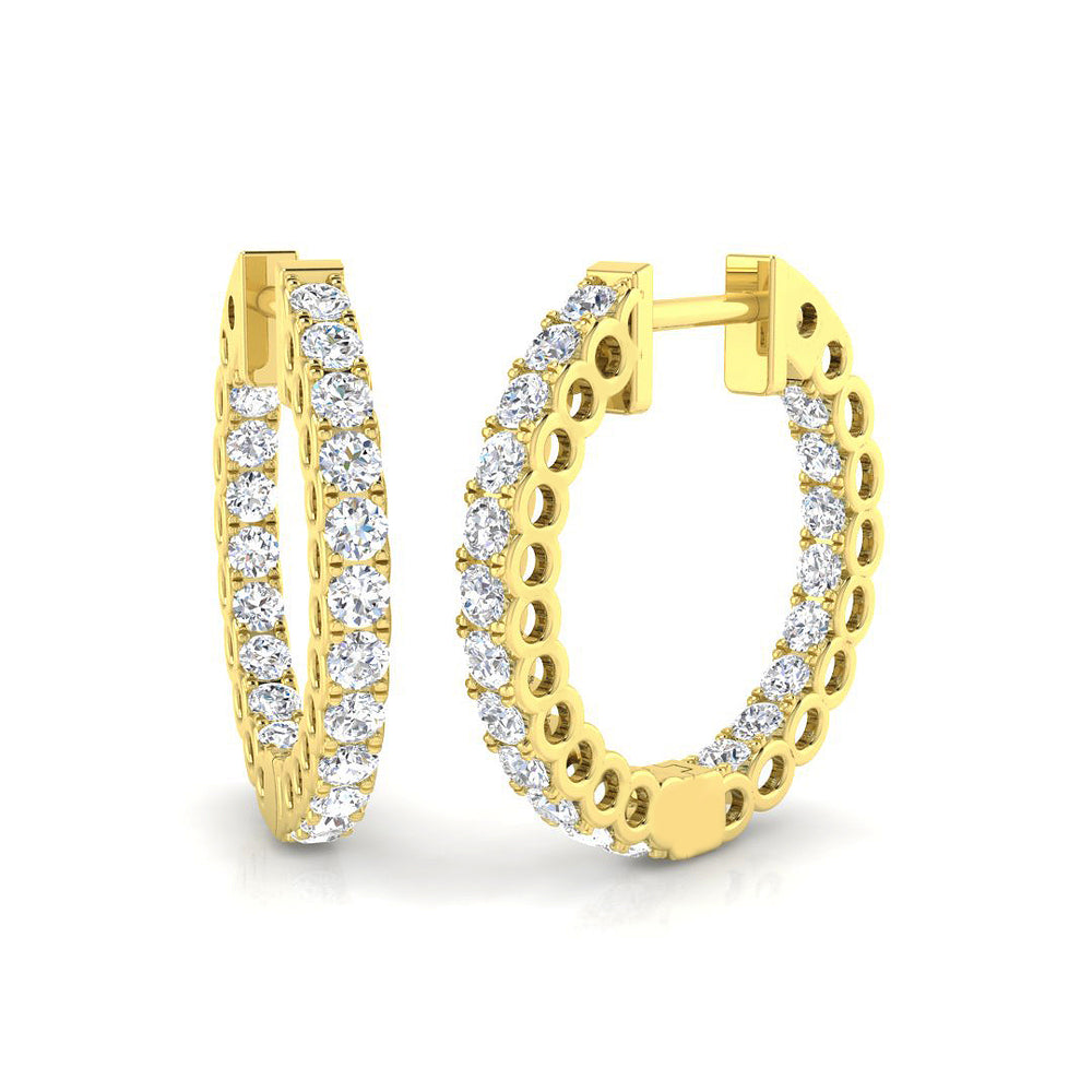 1.04ct Natural Diamond Round Cut Stud Earrings in 9K Yellow Gold