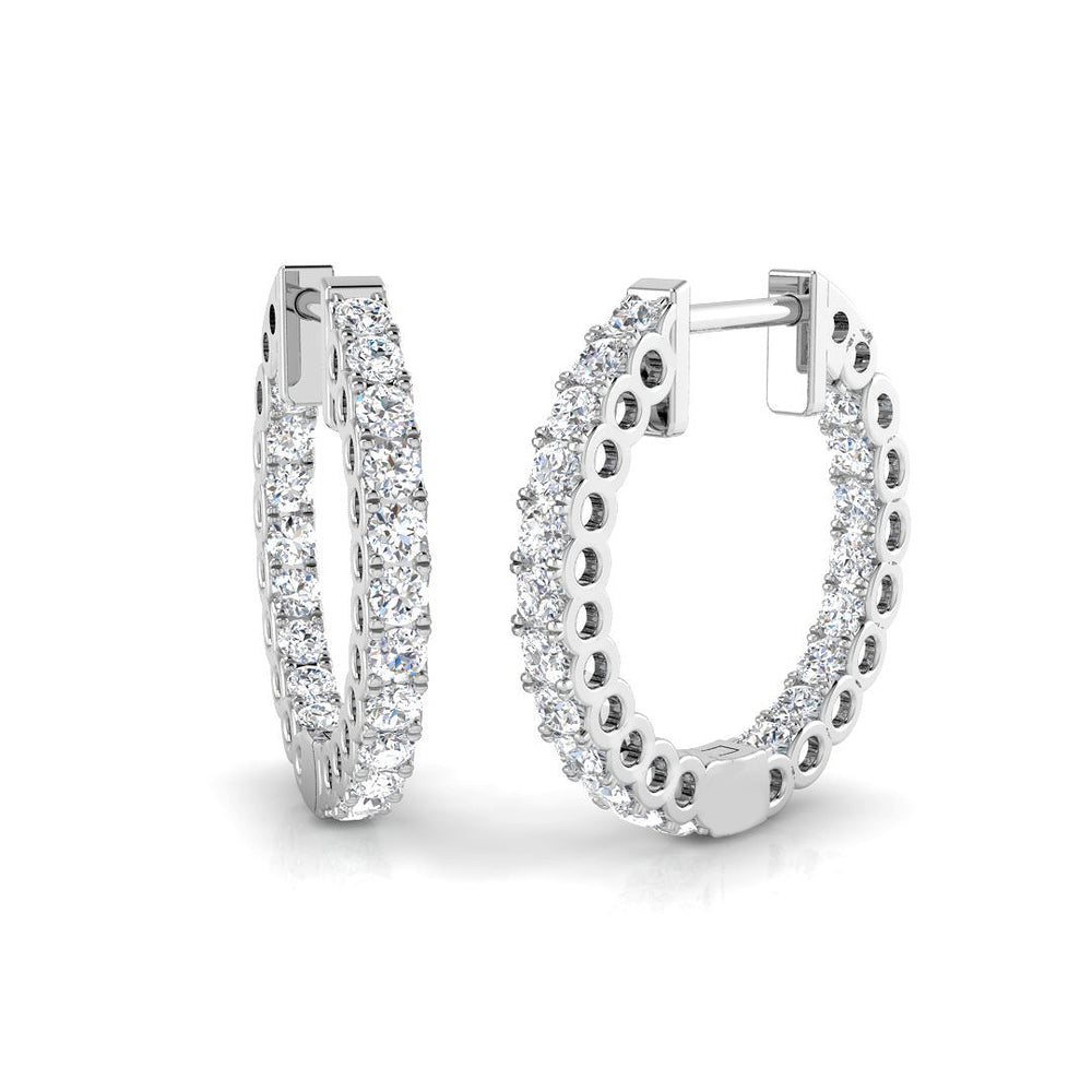 0.77ct Natural Diamond Round Cut Stud Earrings in 9K White Gold