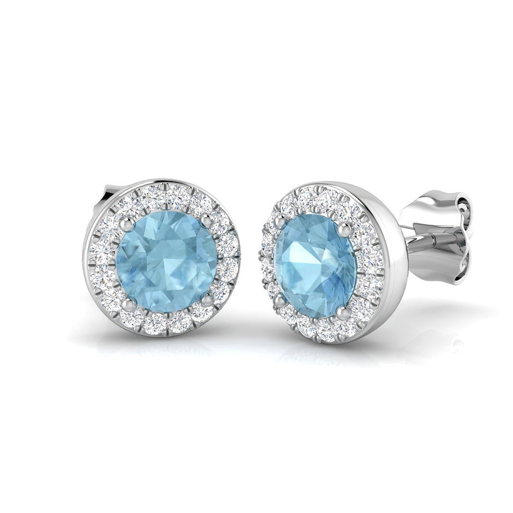 1.1ct Natural Diamond Round Cut Stud Earrings in 9K White Gold
