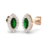 Marquise Cut Emerald Diamond Halo Stud Earrings for Anniversary Gift