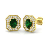 Erlvy Emerald Diamond Earrings in Gold - 1ct to 1.25ct Luxurious Sparkle