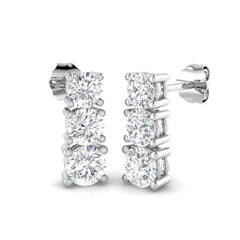 1.9 Carat D-E/VS Lab Grown Diamond Drop & Trilogy Earring 9k White Gold Ready To Ship