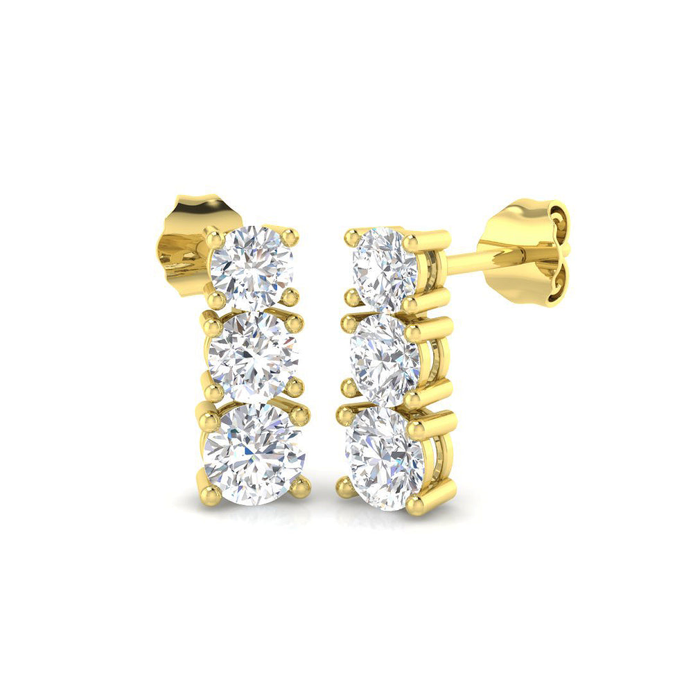 1.58ct Lab Diamond Round Cut Stud Earrings in 9K Yellow Gold