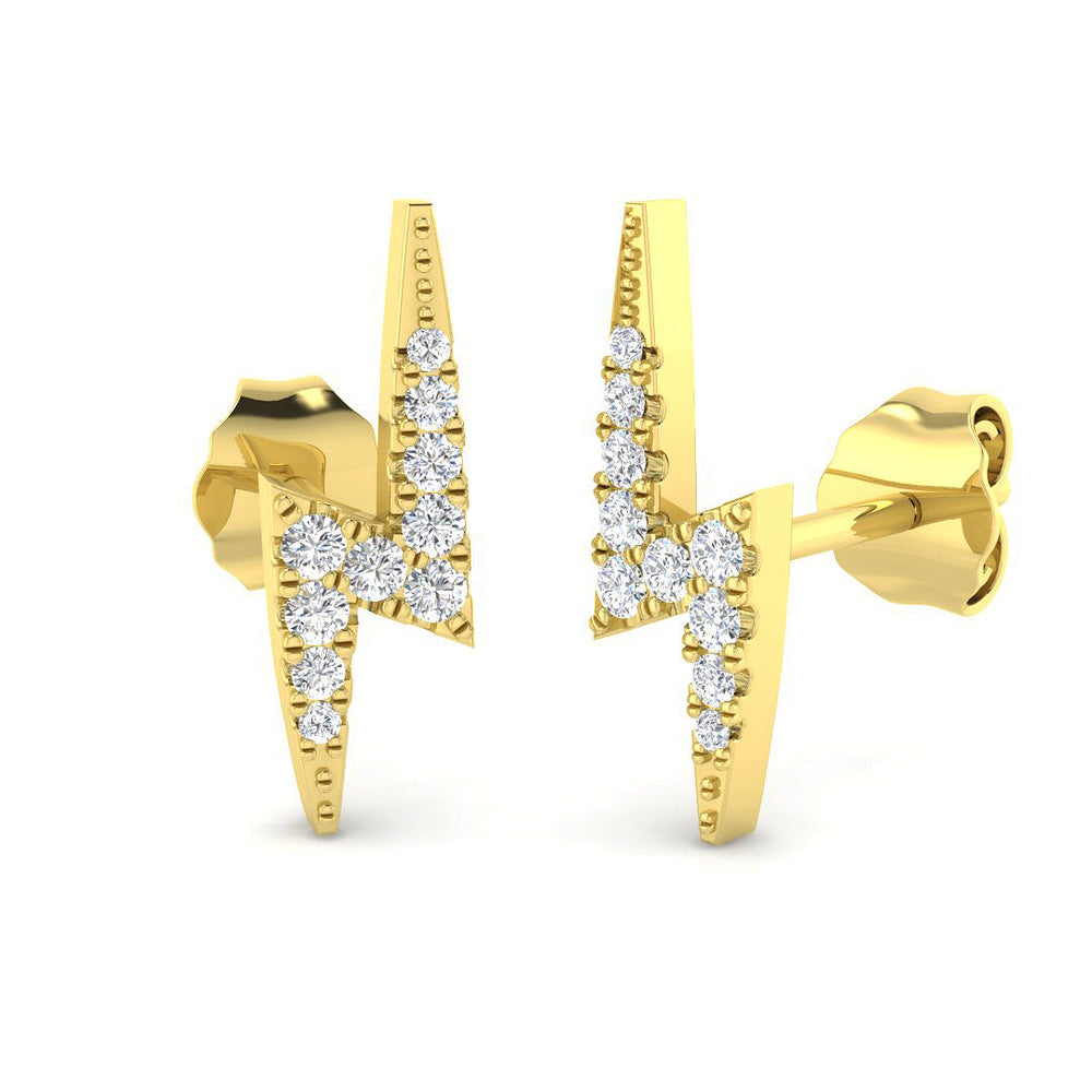 0.09ct Natural Diamond Round Cut Stud Earrings in 9K Yellow Gold