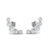 0.25 Ct Diamond Graduated Ear Climbers in White Gold | Bezel Set Diamond Crawlers