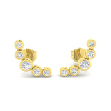 0.25 Ct Diamond Graduated Ear Climbers in White Gold | Bezel Set Diamond Crawlers