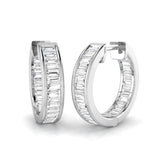 Hoop Earrings - 1.5ct Baguette Diamond Channel Set