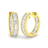 Hoop Earrings - 1.5ct Baguette Diamond Channel Set