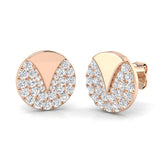 Modern 0.50Ct Diamond Geometric Disc Stud Earrings in White Gold