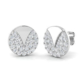 Modern 0.50Ct Diamond Geometric Disc Stud Earrings in White Gold