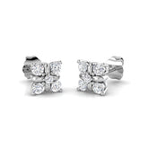 Dainty 0.10Ct Diamond Crescent Moon Stud Earrings in White Gold