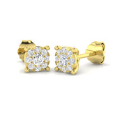 9ct Yellow Gold 0.25ct Natural Diamond Cluster Earrings