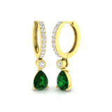 Hoop Earrings - Shaky Luxury 1.5ct Emerald Diamond Gold