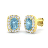 Erjty Aquamarine Gold Diamond Earrings - 1.25ct to 1.5ct Luxury Jewelry