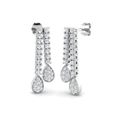 Stunning Curly 1.25ct Gold Drop & Trilogy Diamond Earrings