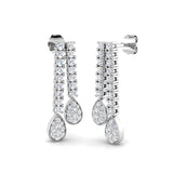 Stunning Curly 1.25ct Gold Drop & Trilogy Diamond Earrings