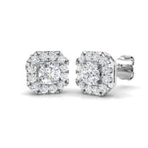 Halo Stud Earrings - 1.00 Carat Enssy Cushion Square