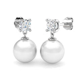 Croft 10.5ct Gold Pearl Diamond Earrings - Elegant Luxury Jewelry