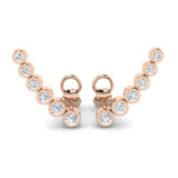0.50 Ct White Gold Bezel Set crawler Earrings for Women