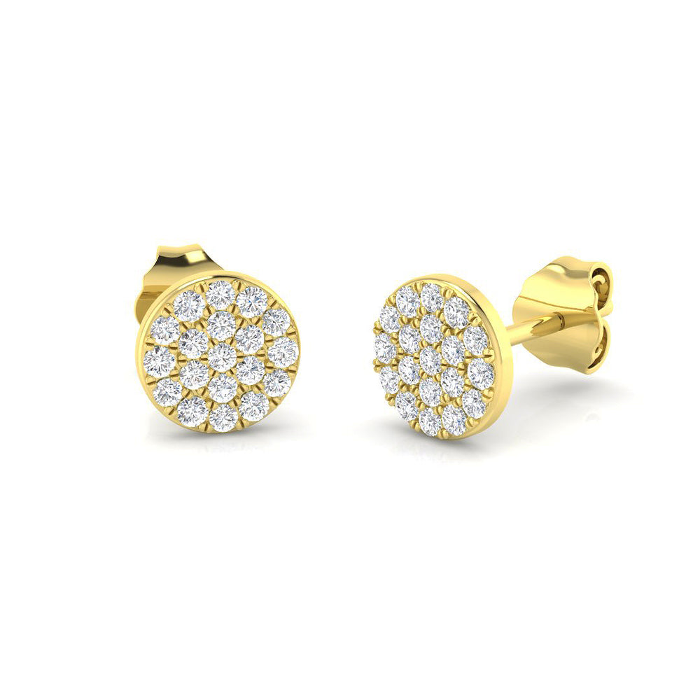 0.29ct Natural Diamond Round Cut Stud Earrings in 9K Yellow Gold