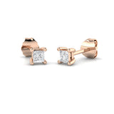 Title: Stud Earrings with Lab Grown Princess Cut