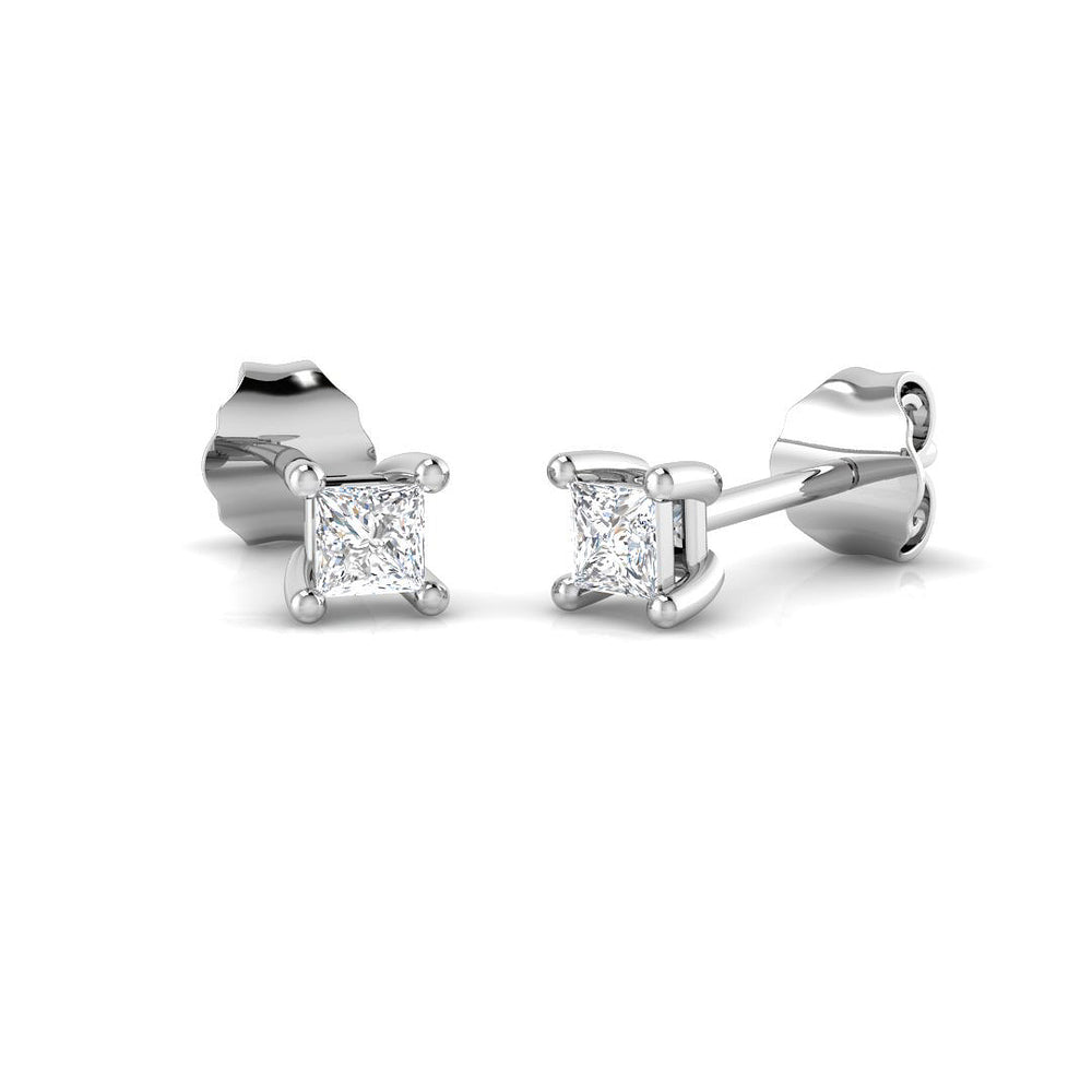 Title: Stud Earrings with Lab Grown Princess Cut