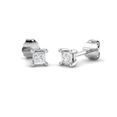 Title: Stud Earrings with Lab Grown Princess Cut