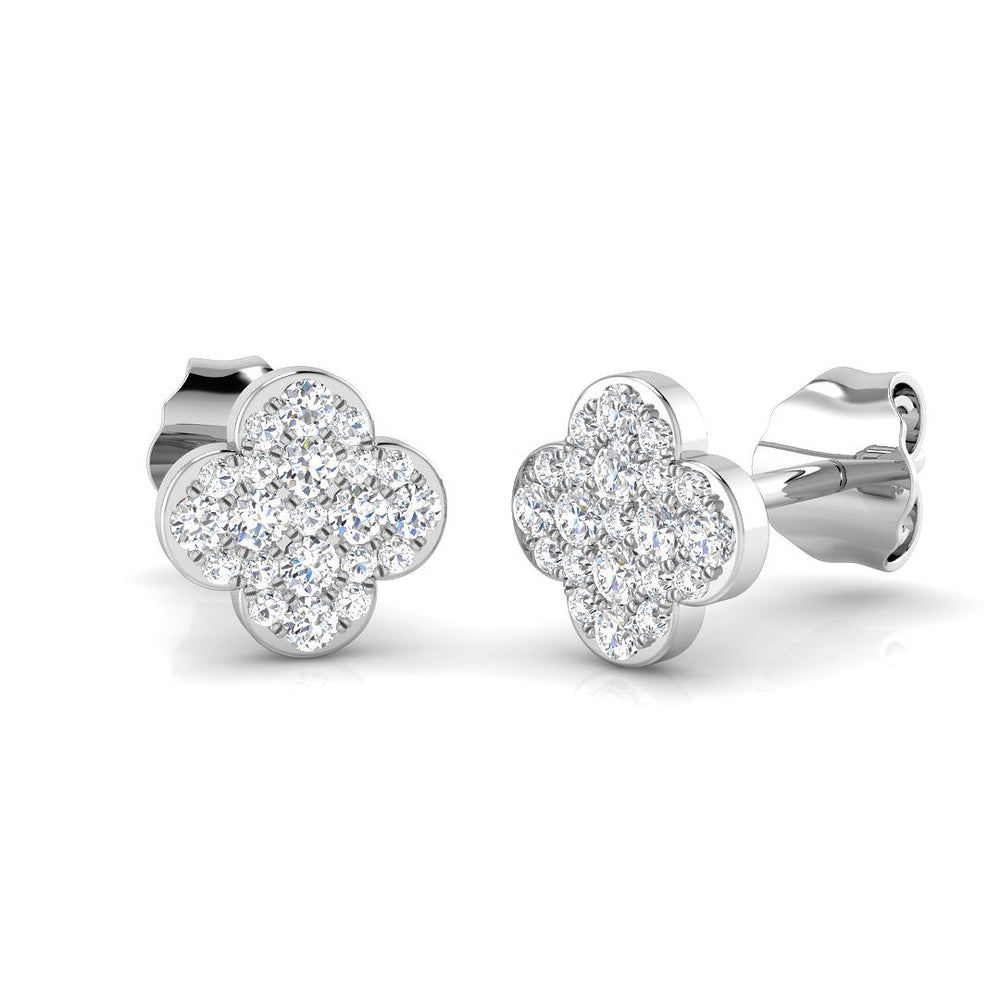 0.18ct Natural Diamond Round Cut Stud Earrings in 9K White Gold
