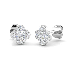 9K Yellow Gold or White Gold 0.18ct Natural Diamond Clover Earrings