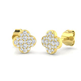 9ct Yellow Gold 0.18ct Natural Diamond Clover Earrings