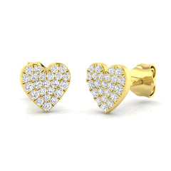 9K Yellow Gold or White Gold 0.2ct Natural Diamond Cluster Earrings