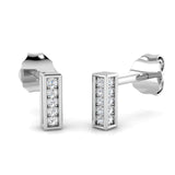 Minimalist 0.10 Ct Diamond Bar Stud Earrings in White Gold